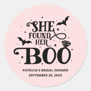 She Found Her Boo Halloween Bridal Shower Classic Round Sticker