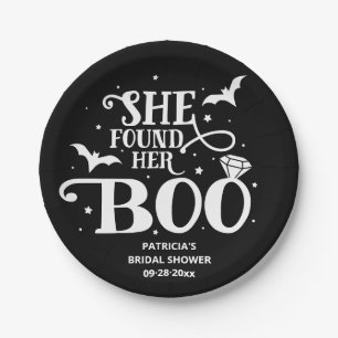 She Found Her Boo Halloween Bridal Shower Paper Plate