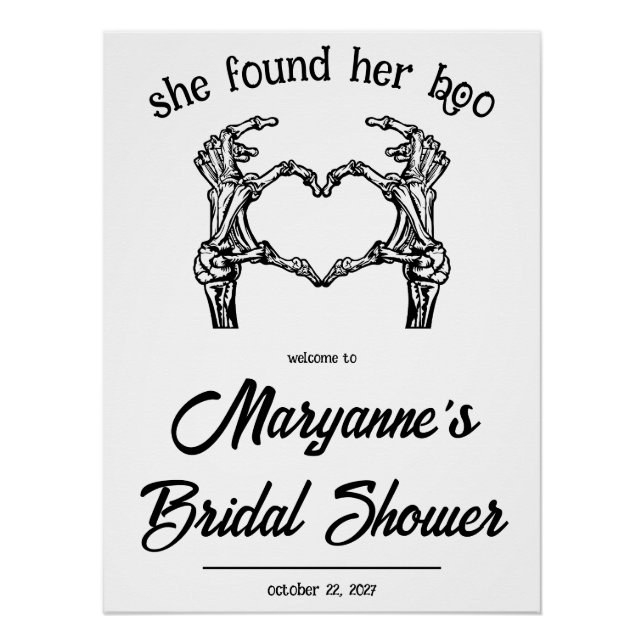 She Found Her Boo! Halloween Bridal Shower Welcome Poster (Front)