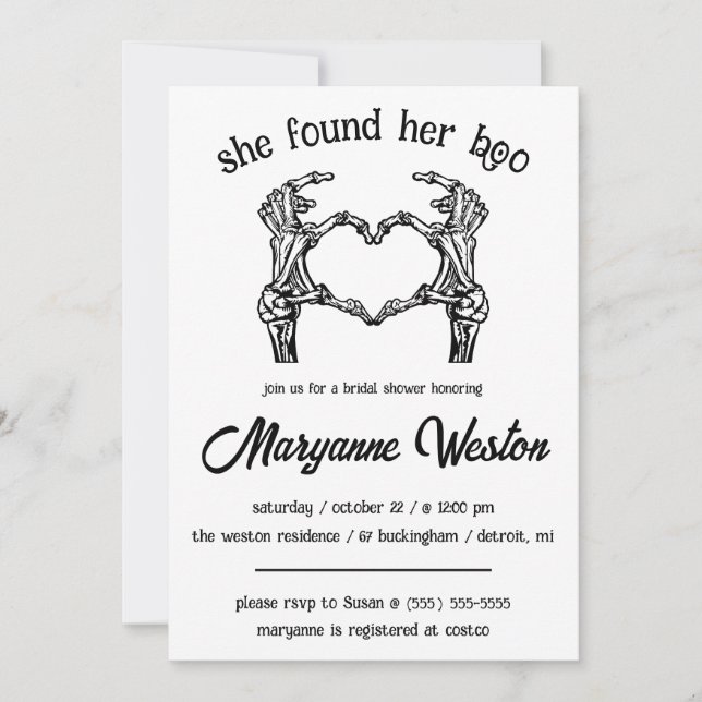 She Found Her Boo! Halloween Themed Bridal Shower Invitation (Front)
