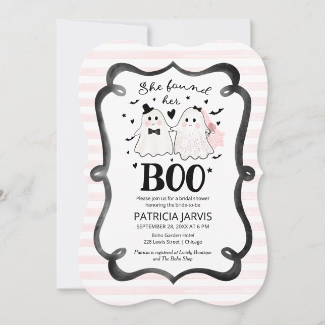 She Found Her Boo QR Code Bridal Shower  Invitation (Front)