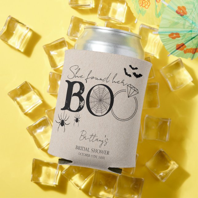 She Found Her Boo Rustic Halloween Bridal Shower Can Cooler (In Situ Summer)