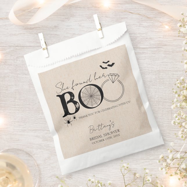 She Found Her Boo Rustic Halloween Bridal Shower Favour Bag (Clipped)