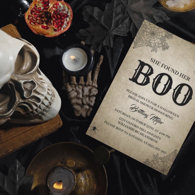 She Found Her Boo Rustic Halloween Bridal Shower  Invitation (Creator Uploaded)