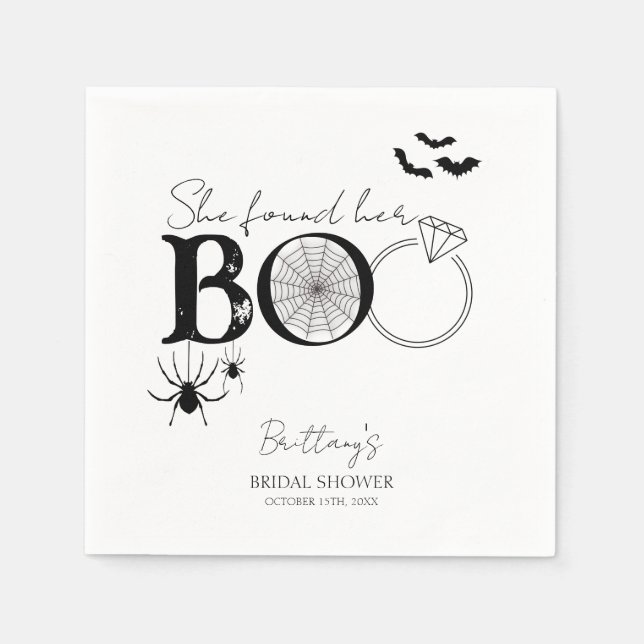 She Found Her Boo Rustic Halloween Bridal Shower Napkin (Front)