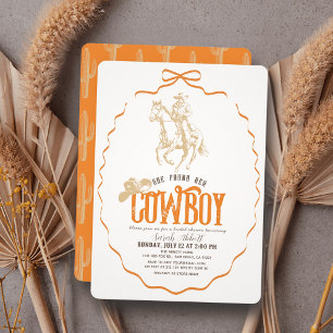 She Found Her Cowboy Orange Bow Bridal Shower Invitation