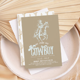 She Found Her Cowboy Sand Beige Bridal Shower Invitation
