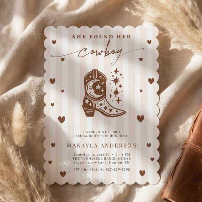 She Found Her Cowboy Western Cowgirl Bridal Shower Invitation (Creator Uploaded)