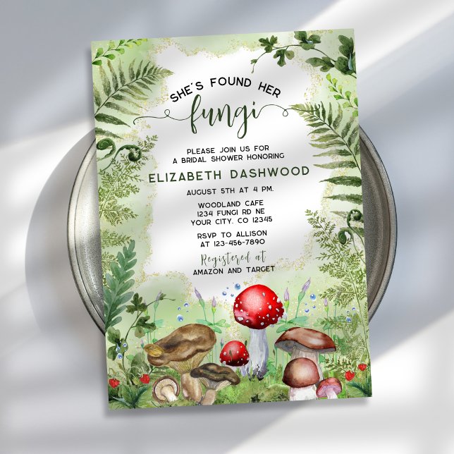 She Found Her Fungi Forest Mushrooms Bridal Shower Invitation (Creator Uploaded)