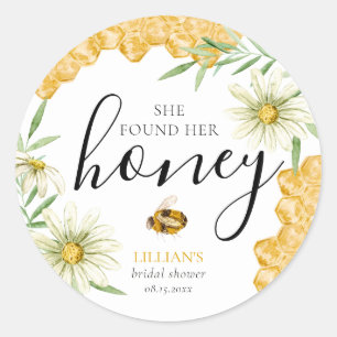 She Found Her Honey Bee Daisy Floral Bridal Shower Classic Round Sticker