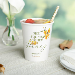 She Found Her Honey Bee Floral Bridal Shower Paper Cups