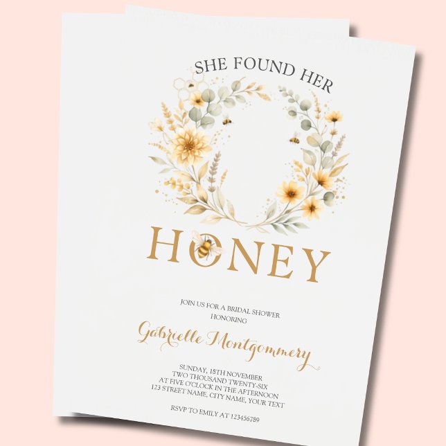 She Found Her Honey Bee Rustic Bridal Shower  Invitation (Creator Uploaded)