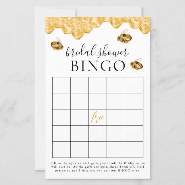 She Found Her Honey Bridal Shower Bingo Game Card (Front)
