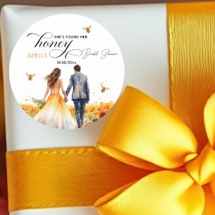 She Found Her Honey Bridal Shower   Classic Round Sticker