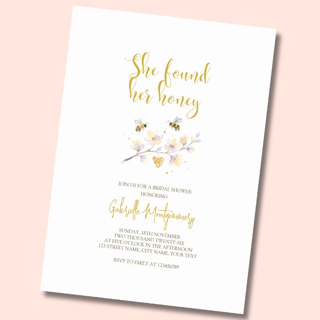 She Found Her Honey Bridal Shower  Invitation (Creator Uploaded)