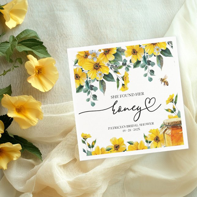 She Found Her Honey Bridal Shower Napkin (Creator Uploaded)