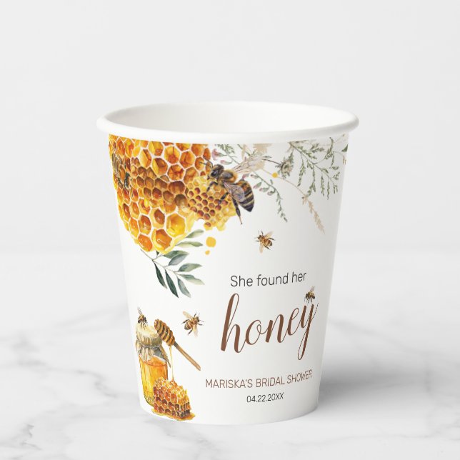 She Found her Honey Bridal Shower Paper Cups (Front)