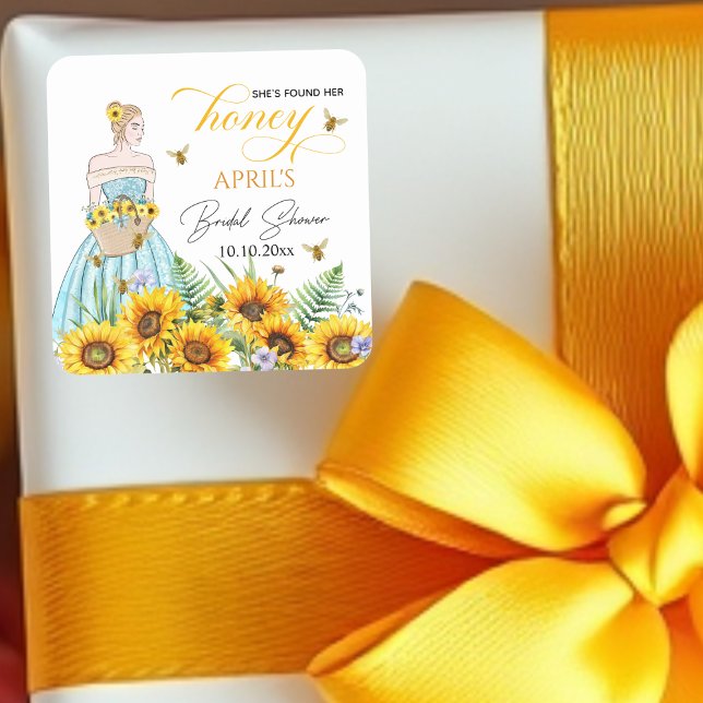 She Found Her Honey Bridal Shower   Square Sticker (Creator Uploaded)
