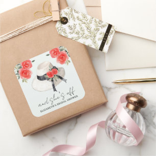 She found her Honey Bridal Shower White Square Sticker