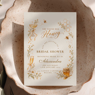She Found Her Honey Champagne Floral Invitation