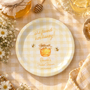 She Found Her Honey Gingham Bridal Shower Paper Plate