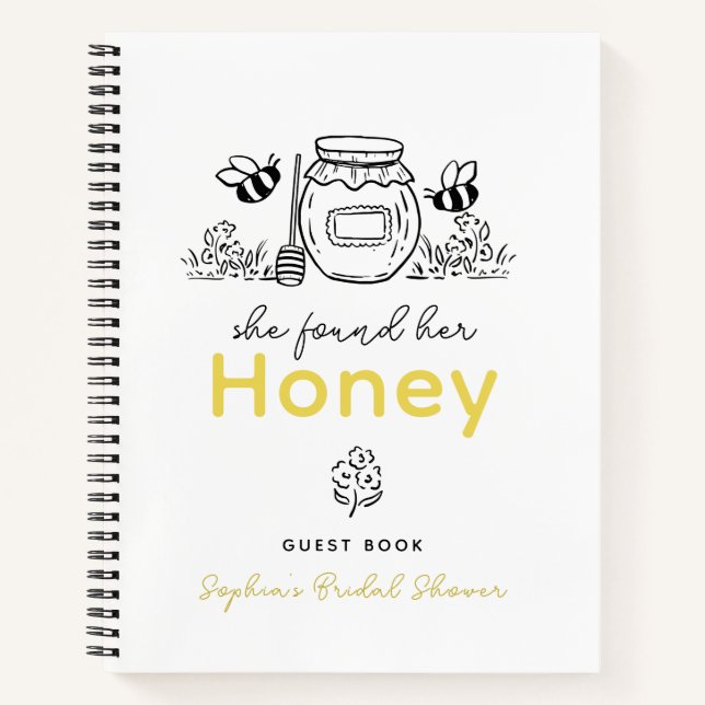 She found her Honey Hand-drawn Bridal Shower Notebook (Front)