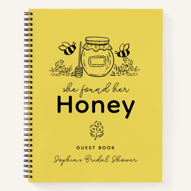 She found her Honey Hand-drawn Bridal Shower Notebook (Front)
