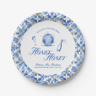 She Found Her Honey Honey Blue Greece Bachelorette Paper Plate