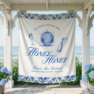 She Found Her Honey Honey Blue Greece Bachelorette Tapestry