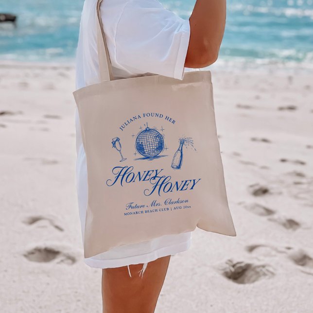 She Found Her Honey Honey Blue Greece Bachelorette Tote Bag (Creator Uploaded)