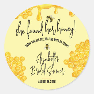 She Found Her Honey! Honeybee Bridal Favour Classic Round Sticker