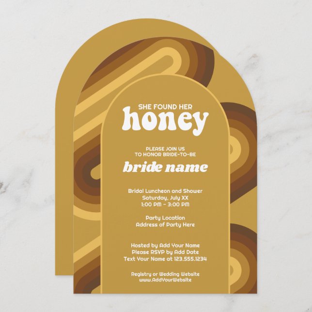 She Found Her Honey - Retro Stripes Bridal Shower Invitation (Front/Back)