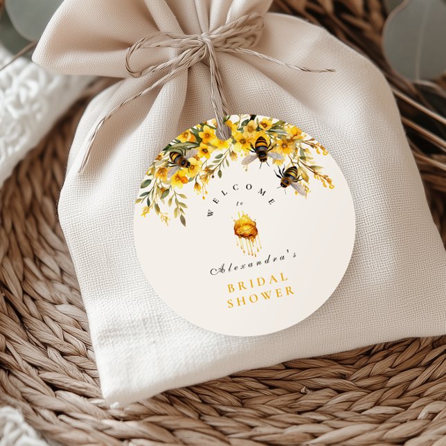  She Found Her Honey Rustic Bridal Shower Classic Round Sticker (Creator Uploaded)