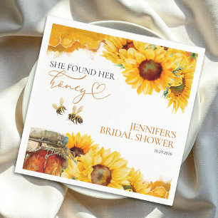 She Found Her Honey   Sunflower Bridal Shower Napkin