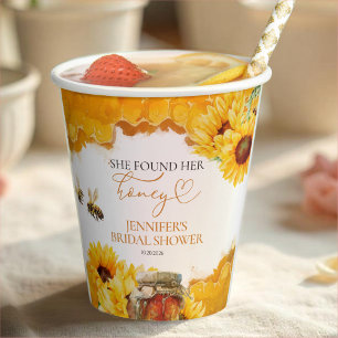 She Found Her Honey   Sunflower Bridal Shower Paper Cups