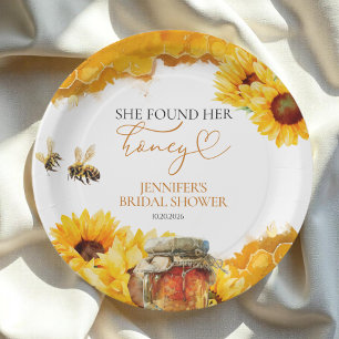 She Found Her Honey   Sunflower Bridal Shower Paper Plate