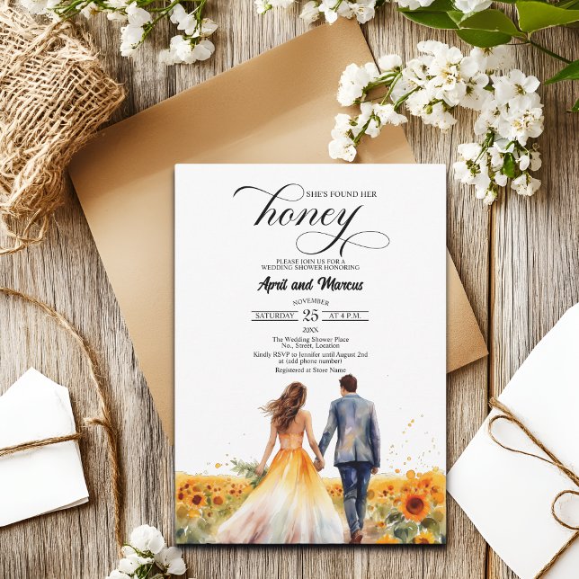 She Found Her Honey Sunflowers Wedding Shower Invitation (Creator Uploaded)