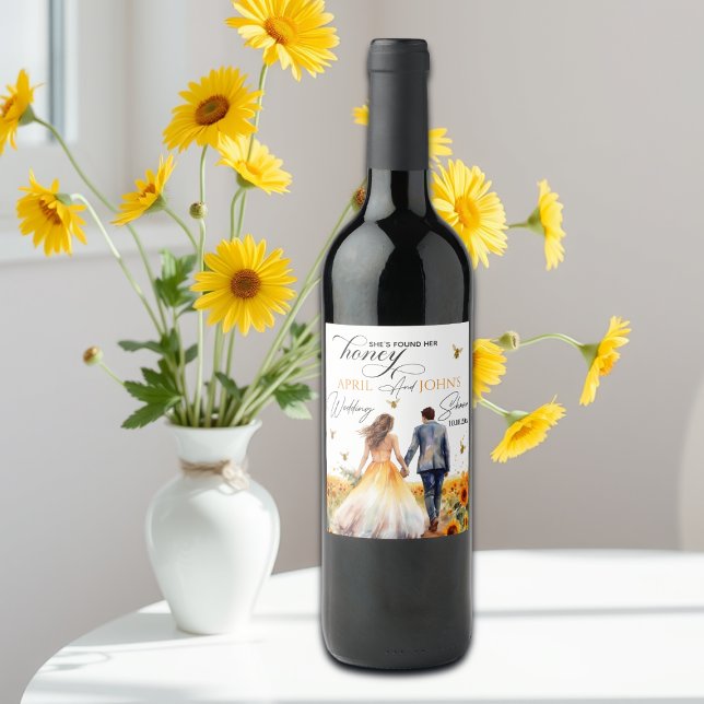She Found Her Honey Wedding Shower  Wine Label (Creator Uploaded)