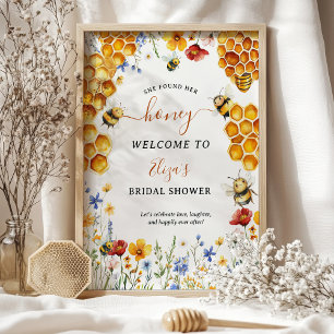She Found Her Honey Wildflower Bee Welcome Bridal Poster