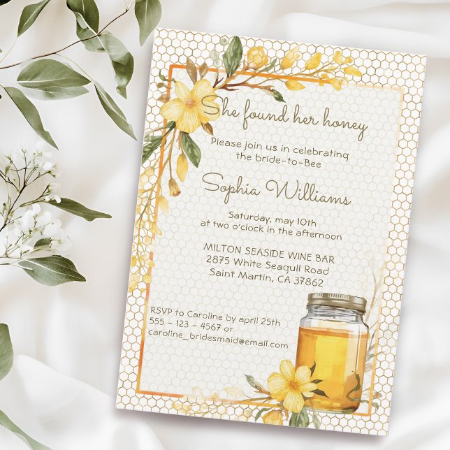 She Found Her Honey Yellow Floral Bridal Shower Invitation (Creator Uploaded)
