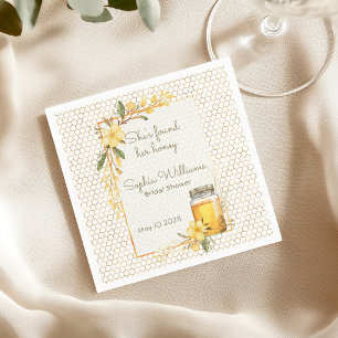 She Found Her Honey Yellow Floral Bridal Shower Napkin