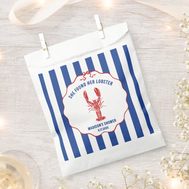 She Found Her Lobster Nautical Bridal Shower Favour Bag (Clipped)