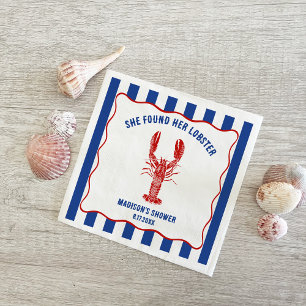 She Found Her Lobster Nautical Bridal Shower Napkin