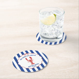 She Found Her Lobster Nautical Bridal Shower Round Paper Coaster