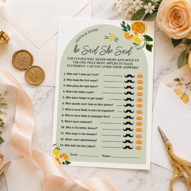 She Found Her Main Squeeze Bridal Shower Games (She Found Her Main Squeeze Bridal Shower Games party he said she said with custom name)