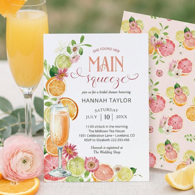 She Found Her Main Squeeze Bridal Shower Invitation (Creator Uploaded)