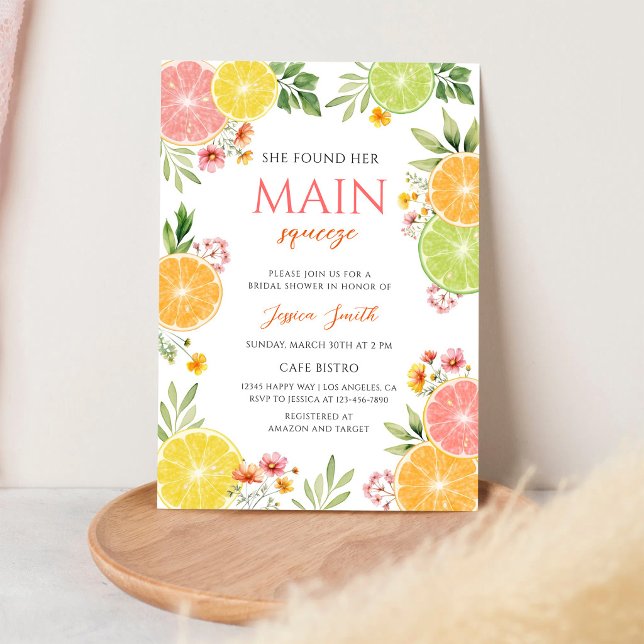 She Found Her Main Squeeze Bridal Shower Invitation (Creator Uploaded)