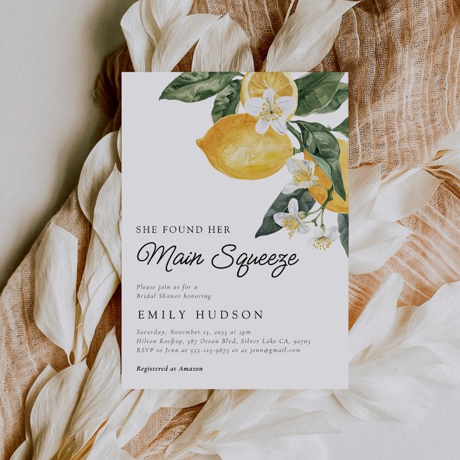 She Found Her Main Squeeze Bridal Shower Invitation (Creator Uploaded)