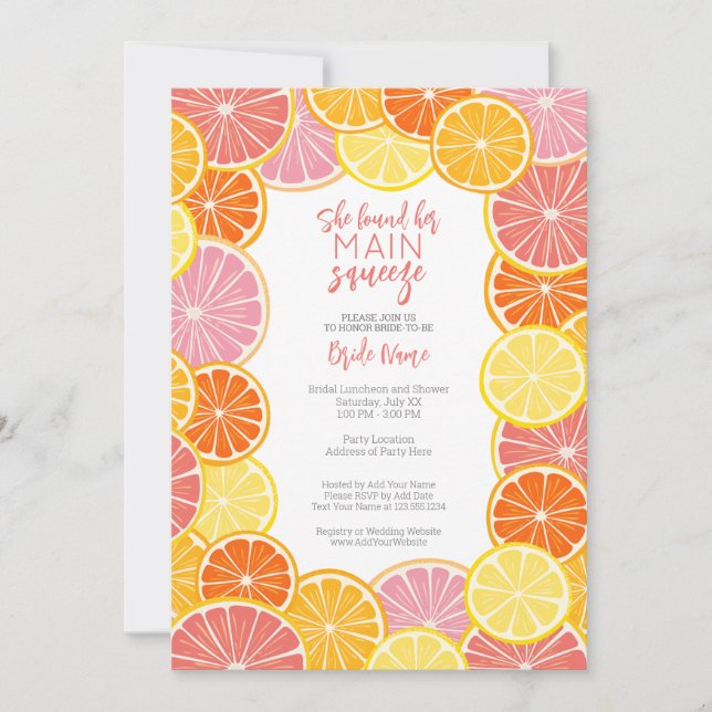 She Found Her Main Squeeze Bridal Shower Invitation (Front)