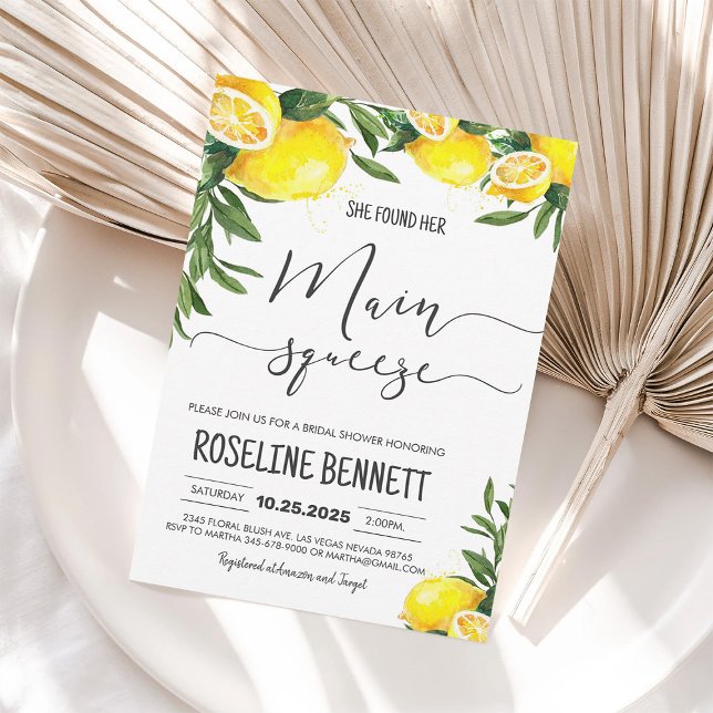 She Found Her Main Squeeze Bridal Shower Invite (Creator Uploaded)